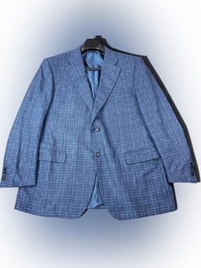 Canali Silk Cashmere Exclusive Sport Coat Navy Windowpane Italy 60R EU 46R US